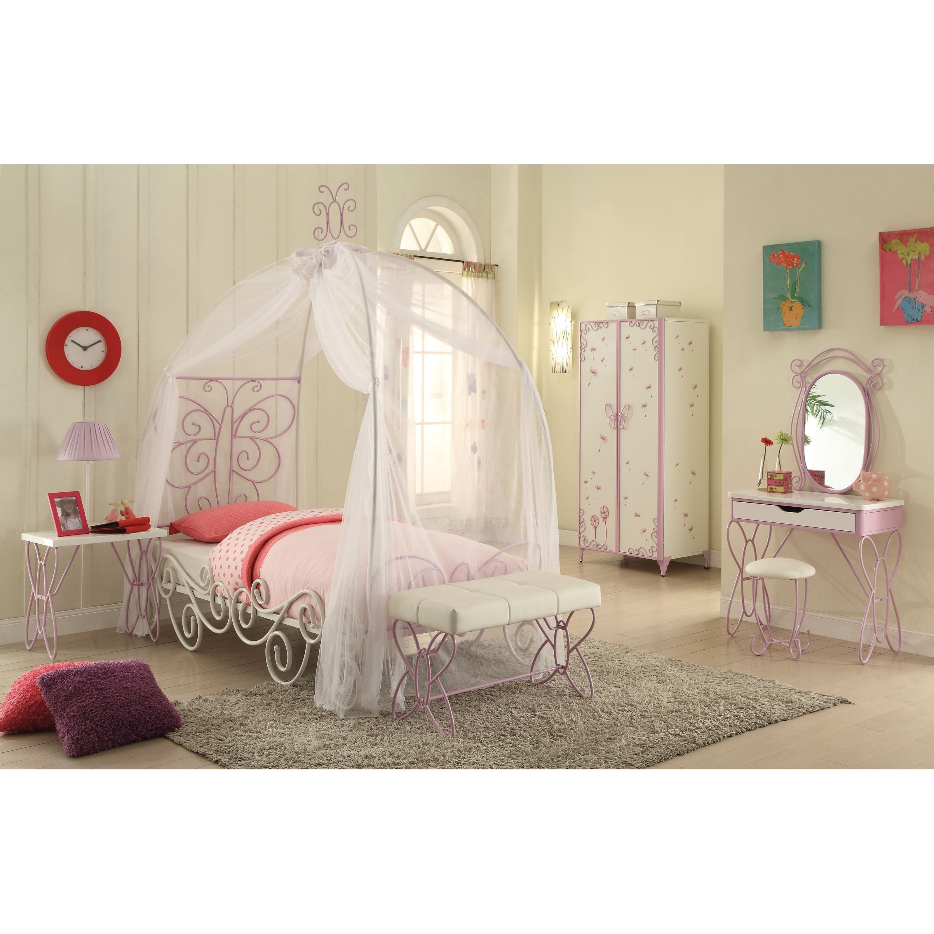 Acme Furniture Priya II 37190T KIT Metal Twin Canopy Bed with